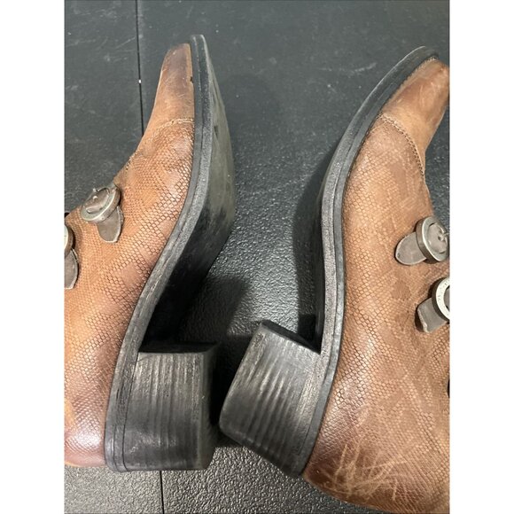 MIZ MOOZ Boots Womens 41 Brown Fawn Leather Buckle Steampunk Victorian Western - Picture 7 of 8